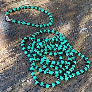Oggun Orisha Necklace and Bracelet Eleke Santeria Yoruba Green /Black Oggun